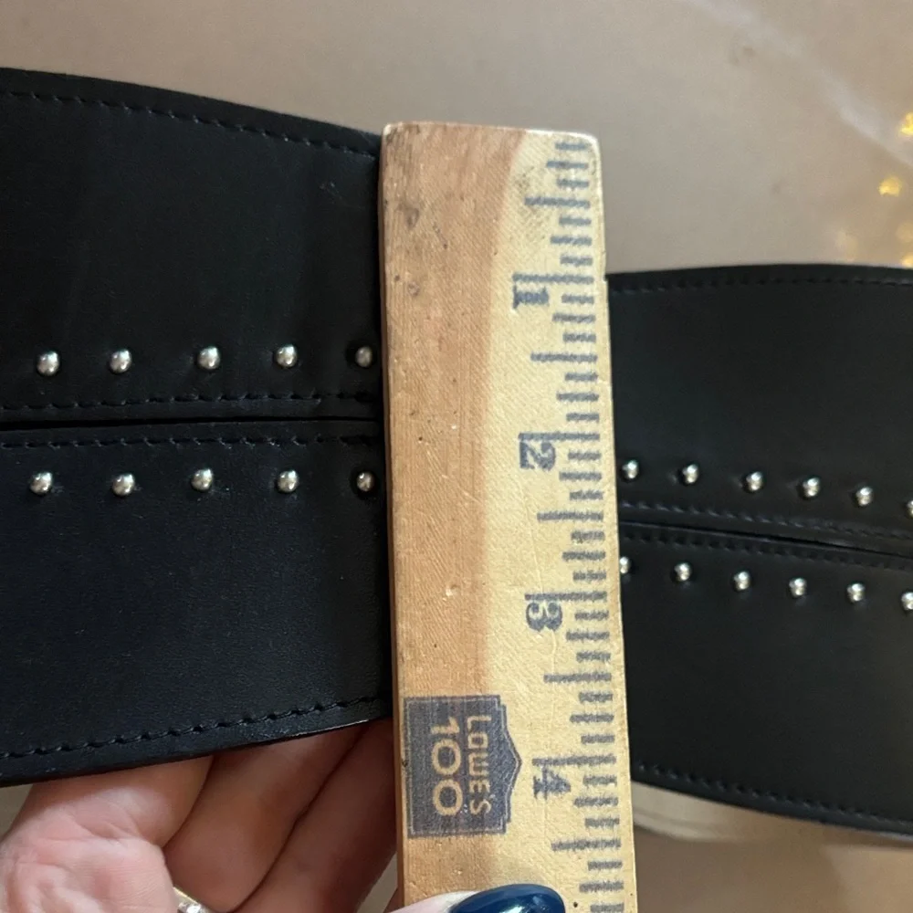 Streets Ahead Black Leather Belt with Silver Studs Small - Picture 9 of 14